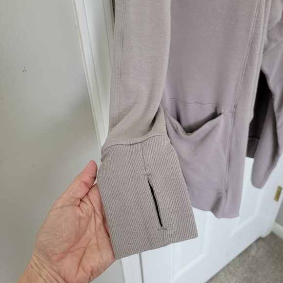 Athleta Gray Open Waterfall Long Sweater Pockets Magnetic Close Soft Cozy Size S - Picture 5 of 10